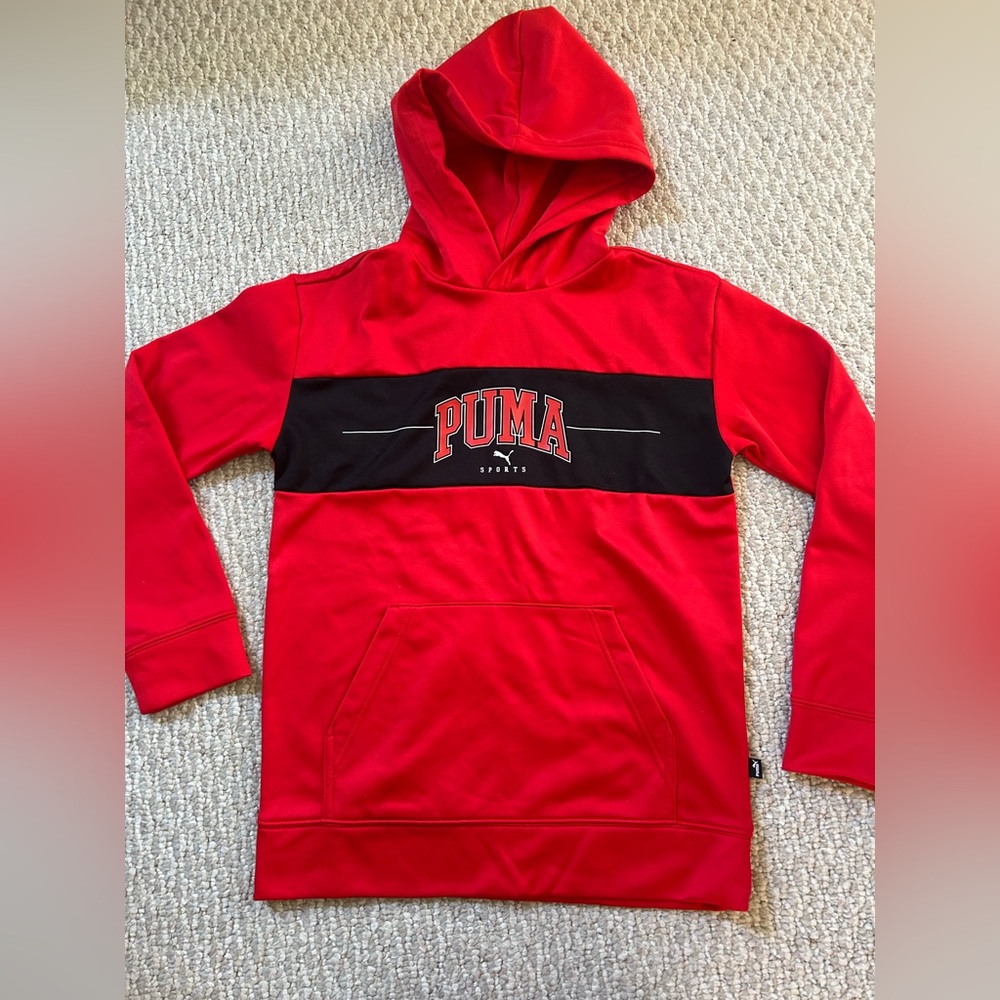 NWT Puma Red Youth Tech Fleece Hoodie Size L 14-16